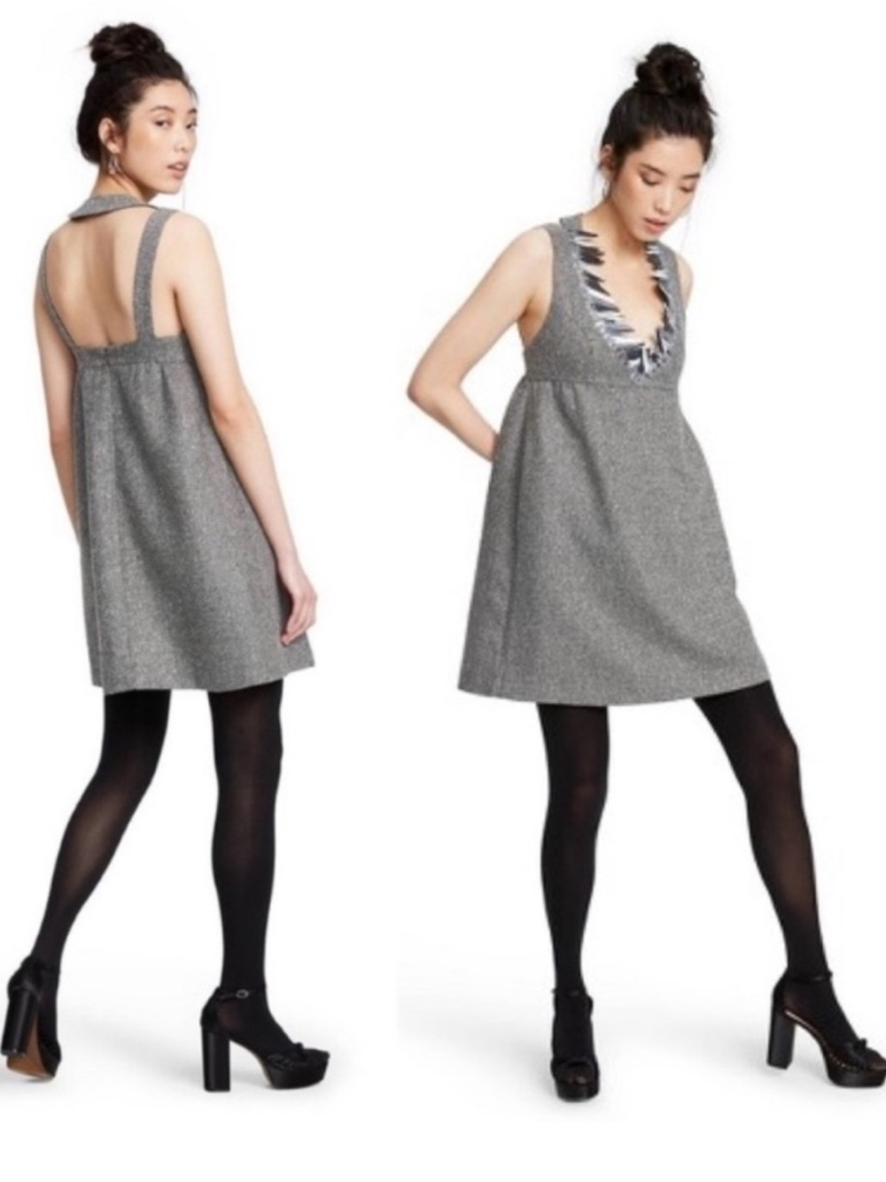 Anna Sui for Target
Grey Textured V-Neck Sleeveless Dress